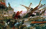 The Naval Battle of Lepanto of 1571 waged by Don John of Austria. Don Juan of Austria in battle, at the bow of the ship,, Juan Luna
